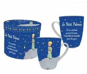 TAZA EL PRINCIPITO AZUL MARINO CON FRASE CON CAJA DE REGALO